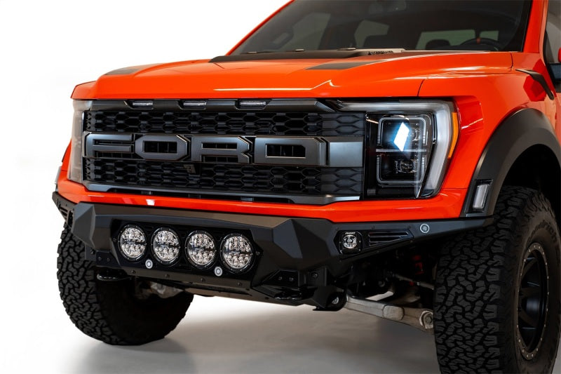 Addictive Desert Designs Parachoques delantero Ford Raptor Bomber 2021+ con 4 soportes de luz rígidos 360 de 6 pulgadas