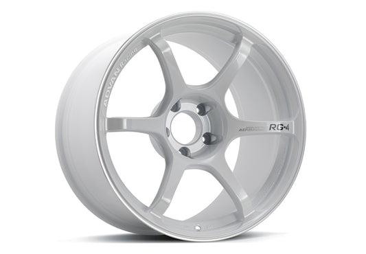 Advan RG-4 18x8 +44 5-114.3 Racing White Metallic y rueda de anillo