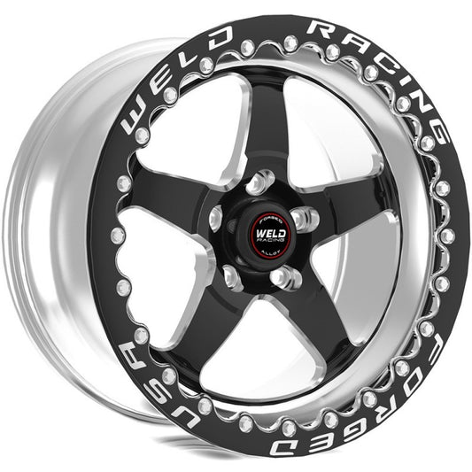 Weld S71 15x10 / 5X115 Lug Cónico 6.5BS Negro 3.18 ID Almohadilla Mediana SBL MT Negro