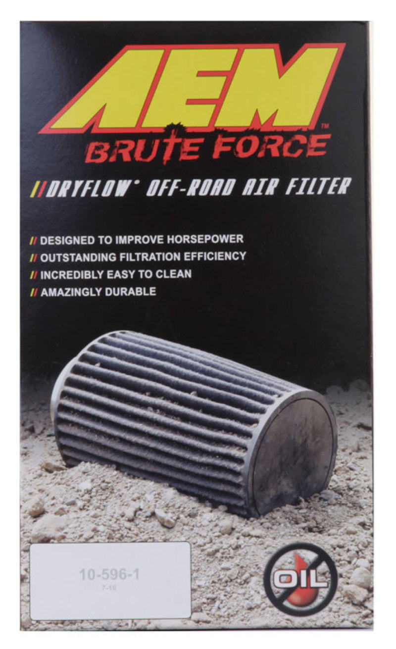 Filtro de aire cónico AEM Dryflow, diámetro interior de brida de 2,75 pulgadas, diámetro exterior de base de 6 pulgadas, diámetro exterior superior de 5,125 pulgadas, altura de 9,125 pulgadas