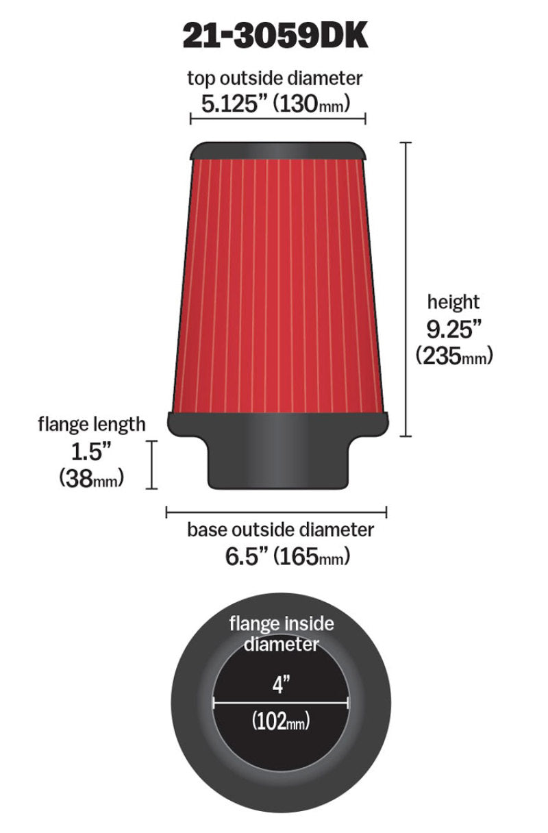 Reemplazo de filtro de elemento de flujo seco AEM de 4 pulgadas x 9 pulgadas x 1 pulgada