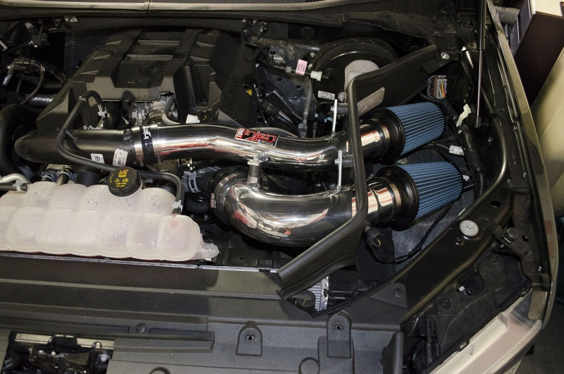 Injen 2015+ Ford F-150 V6 2.7L/3.5L EcoBoost Entrada de Ram corta pulida (incluye protector térmico)