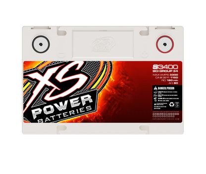 XS Power Batteries 12V AGM S Series Batteries - Automotive Terminals Included 3300 Max Amps