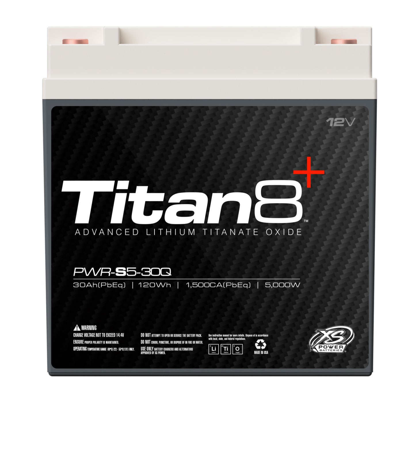 Baterías XS Power de litio Titan 8 de 12 V - Pernos de terminal M6 incluidos 2000 amperios máximos