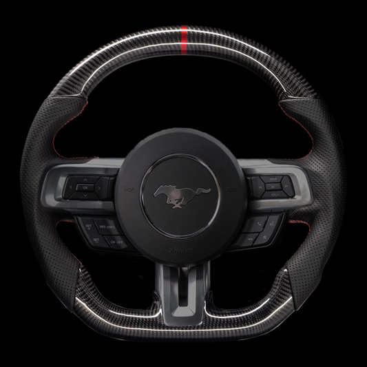 Parker Performance Flat-Bottom S550 Mustang Carbon Fiber Steering Wheel by Galaxy Customs