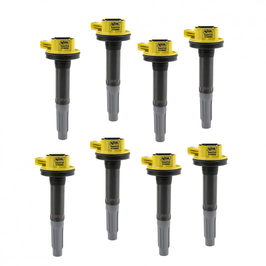 ACCEL Ignition Coils Super Coil Series 2011-2016 Ford 5.0L Coyote Engines, Yellow, 8-Pack