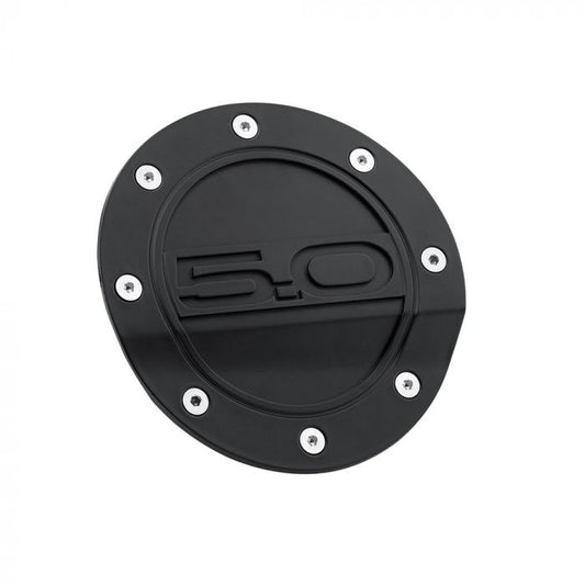 Drake Muscle Cars Fuel Door Comp Series Matte Black With 5.0 Logo 2015-2023