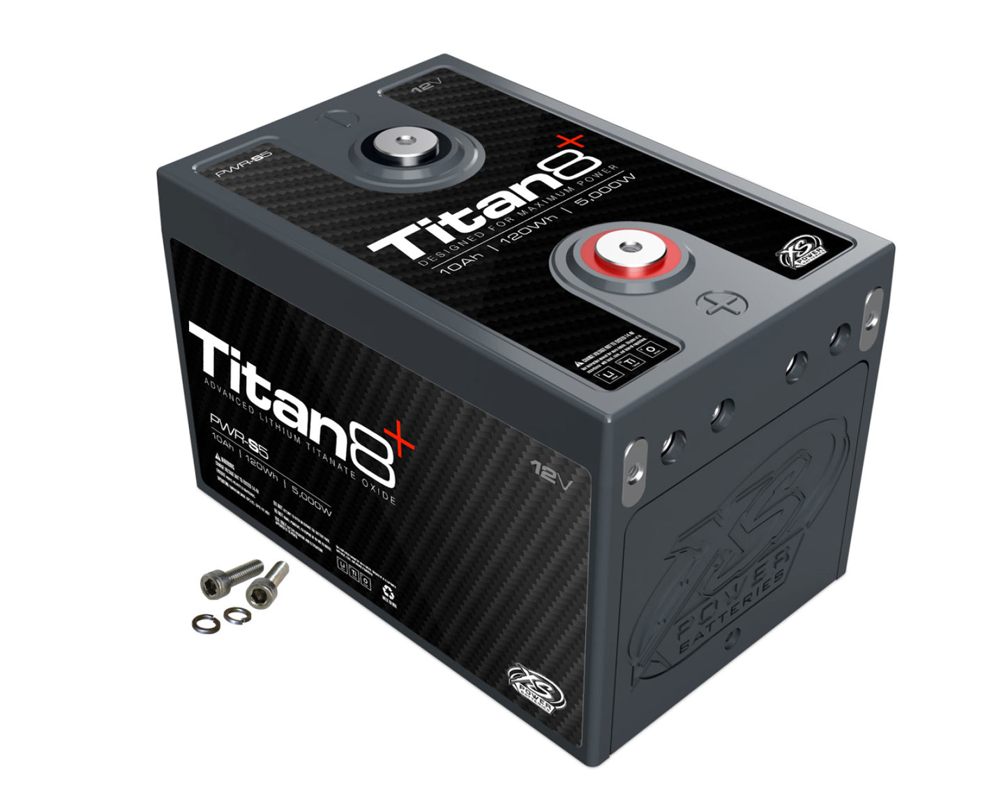 Baterías XS Power Baterías Titan 8 de litio de 12 V, 14 V y 16 V: pernos de terminal M6 incluidos con distribución 2/0 integrada, 2000 amperios máximos