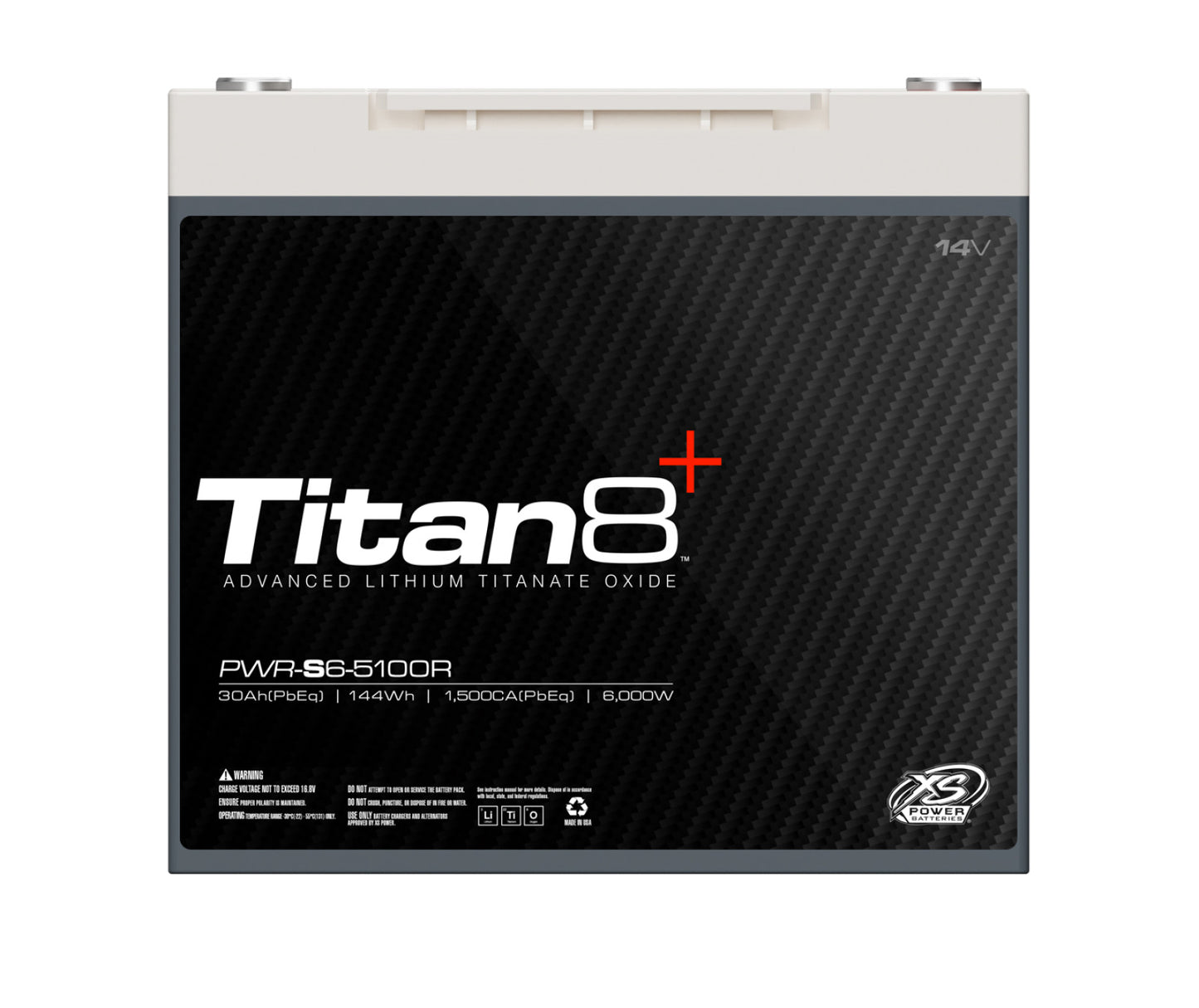 Baterías XS Power Baterías Titan de litio de 14 V 8 - Pernos de terminal M6 incluidos 2000 amperios máximos