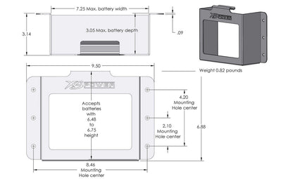 XS Power Batteries 680 Series and XP750 Stamped Aluminum Side Mount Box no Window