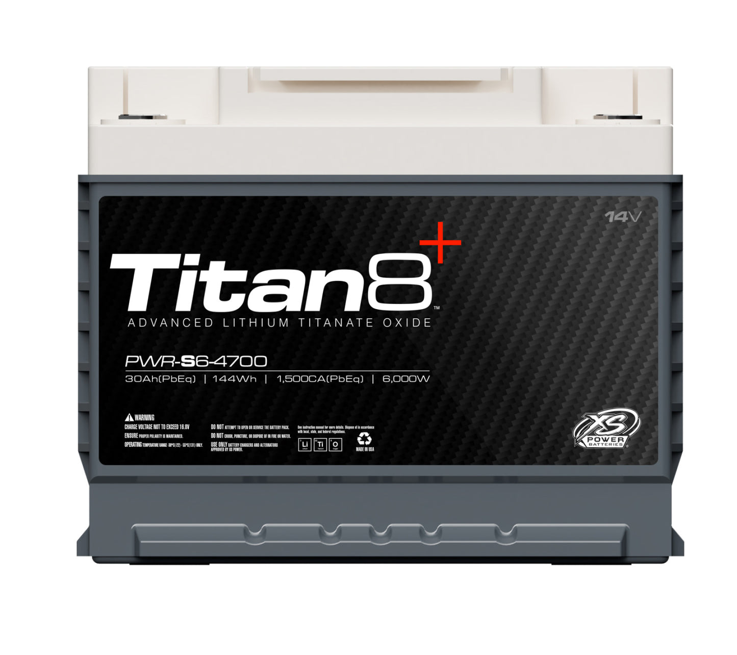 Baterías XS Power Baterías Titan de litio de 14 V 8 - Pernos de terminal M6 incluidos 2000 amperios máximos