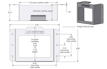 XS Power Batteries 680 Series and XP750 Stamped Aluminum Side Mount Box with Window