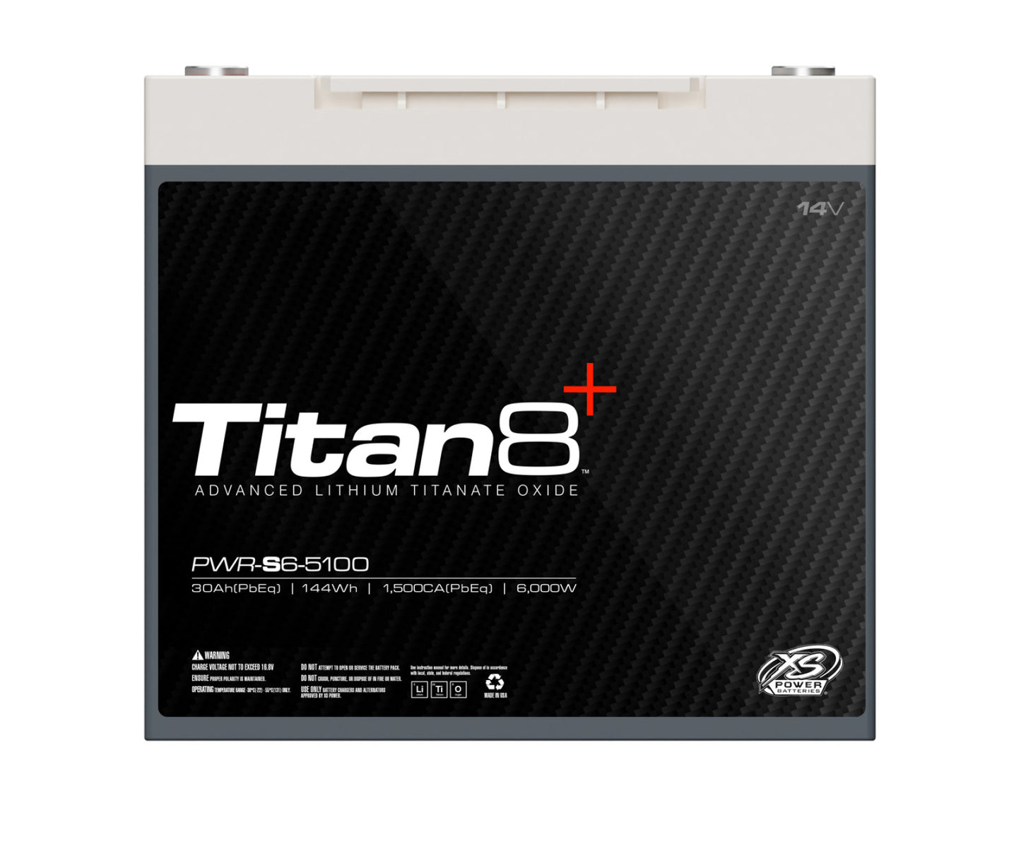 Baterías XS Power Baterías Titan de litio de 14 V 8 - Pernos de terminal M6 incluidos 2000 amperios máximos