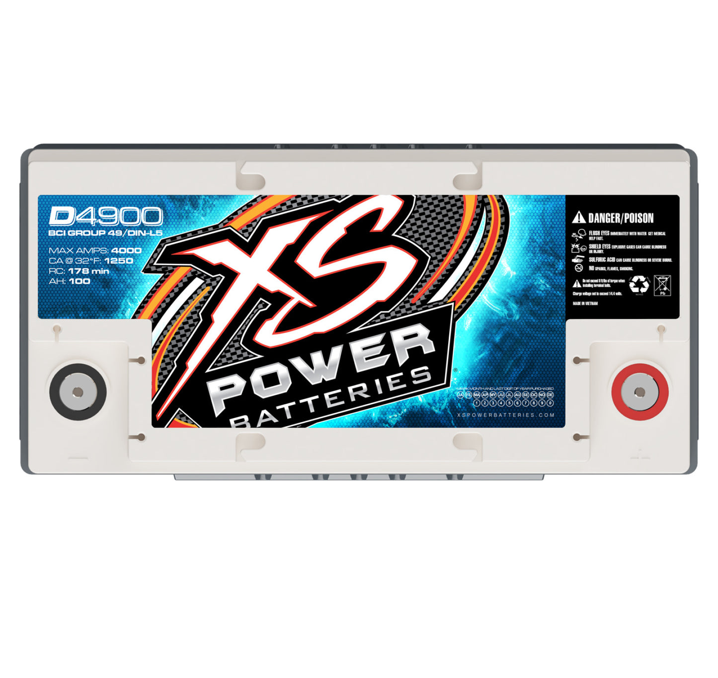 XS Power Batteries 12V AGM D Series Batteries - M6 Terminal Bolts Included 4000 Max Amps