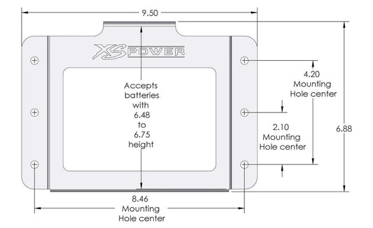 XS Power Batteries 545 Series Stamped Aluminum Side Mount Box with no Window