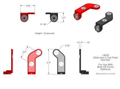 Baterías XS Power I-BAR Adaptador de terminal lateral y poste superior múltiple