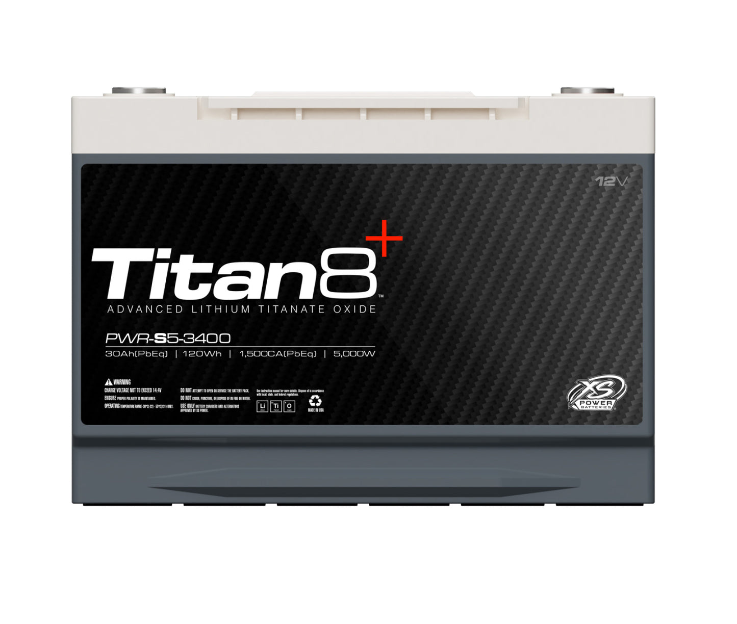 Baterías XS Power de litio Titan 8 de 12 V - Pernos de terminal M6 incluidos 2000 amperios máximos