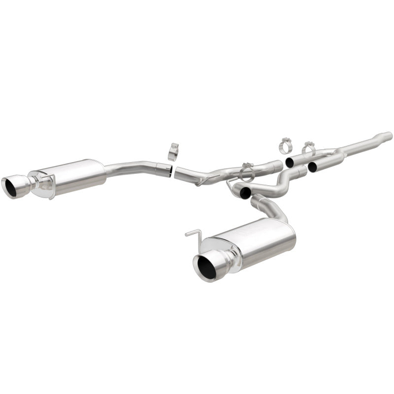 MagnaFlow Cat Back, SS, 2.5in, Street, Dual Split Polished 4.5in Tips 2015 Ford Mustang Ecoboost