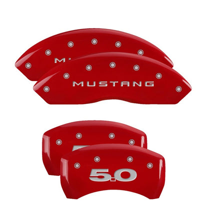 Cubiertas de pinza MGP 4 Grabado Delantero Mustang Grabado Trasero 50 Acabado rojo plata ch