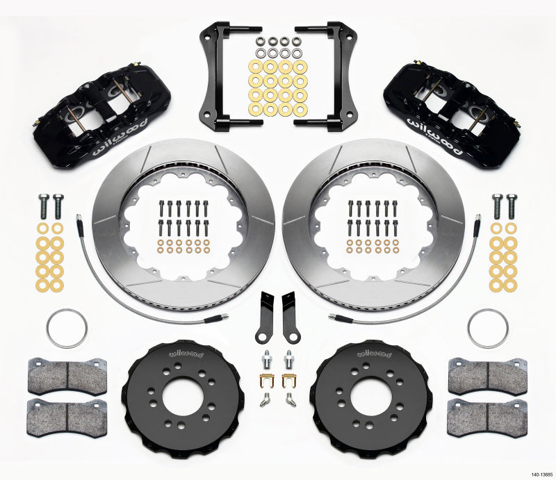 Kit de sombrero delantero Wilwood AERO6 14.00 2005-2014 Mustang con suspensión BMR. con líneas