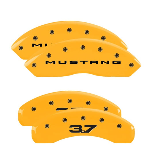 Tapas de pinza MGP 4 Delanteras grabadas 2015/Mustang Traseras grabadas 2015/37 Acabado amarillo negro ch