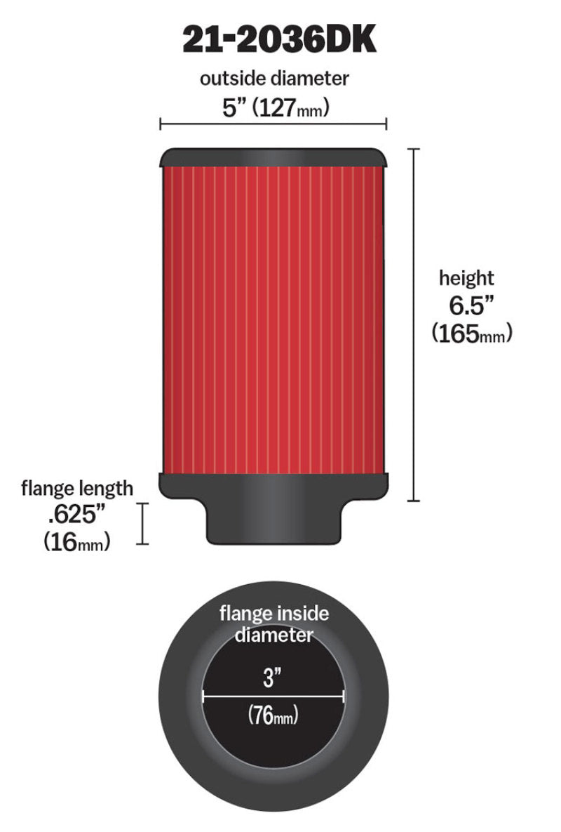 Filtro AEM Aif, flujo seco de 3 pulgadas FLG/ 5 pulgadas OD/ 6-1/2 pulgadas H