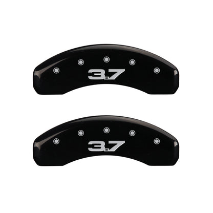 Tapas de pinza MGP 4 Delanteras grabadas 2015/Mustang Traseras grabadas 2015/37 Acabado negro plata ch