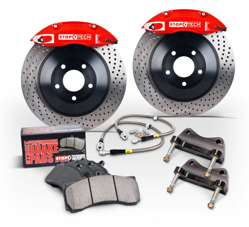 StopTech 2015 Ford Mustang GT Front BBK w/ Blue ST-60 Calipers Drilled Cast Iron 360x32mm Rotors