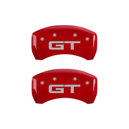 MGP 4 Caliper Covers Engraved Front 2015/Mustang Engraved Rear 2015/GT Red finish silver ch