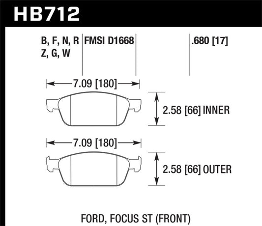Hawk 13-14 Ford Focus 2.0L ST Pastillas de freno delanteras ER-1