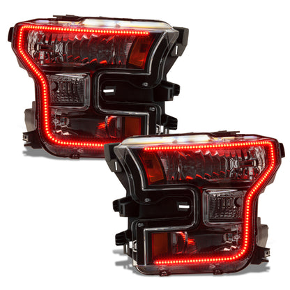 Oracle 15-17 Ford F-150 Dynamic RGB+A Pre-Assembled Headlights Halogen - Black Edition - ColorSHIFT