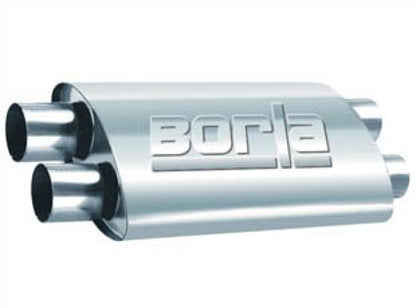 Silenciador Borla PRO-XS de 2,50 pulgadas con doble entrada/salida, 19 x 9,5 x 4 pulgadas