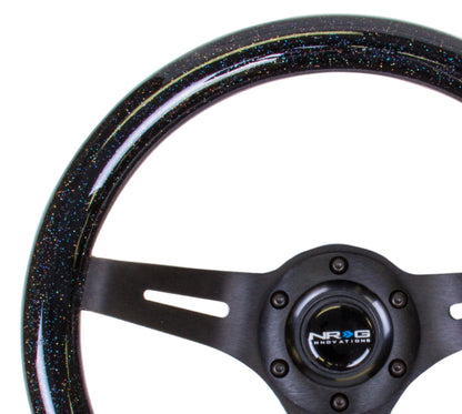 NRG Classic Wood Grain Steering Wheel (310mm) Black Sparkle w/Blk 3-Spoke Center