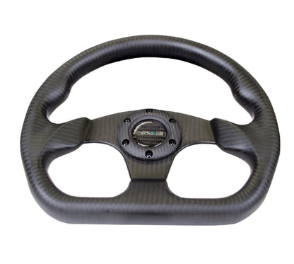 NRG Carbon Fiber Steering Wheel (320mm) Flat Bottom Matte Black Carbon