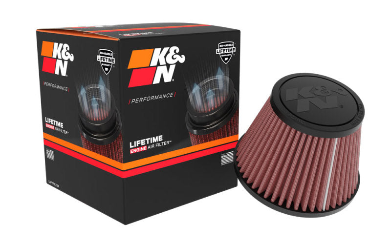 K&N RU-9920 - Universal Clamp-On Air Filter 2in Flange ID 5-3/16in Base 3-1/2in - Top 3-11/16in Height w/ Vent