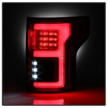 Luces traseras LED Spyder 15-18 Ford F-150 (con punto ciego) - Rojo transparente (ALT-YD-FF15015BS-LBLED-RC)