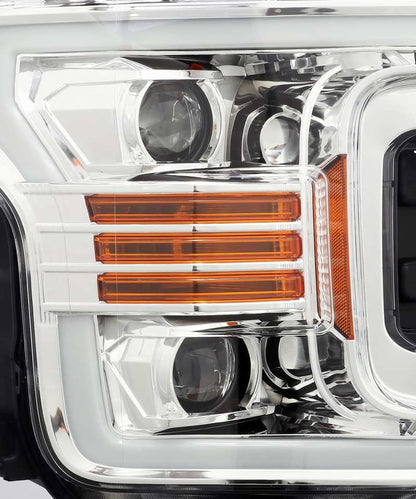 AlphaRex 18-19 Ford F-150 PRO-Series Projector Headlights Plank Style Chrm w/Activ Light/Seq Signal