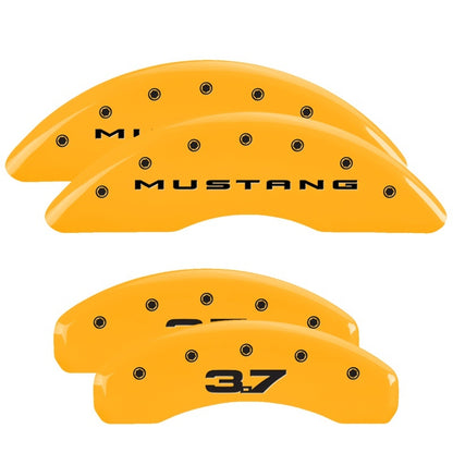 Tapas de pinza MGP 4 Delanteras grabadas 2015/Mustang Traseras grabadas 2015/37 Acabado amarillo negro ch