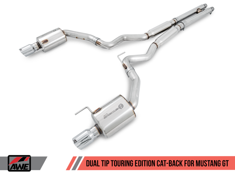 AWE Tuning S550 Mustang GT Cat-back Exhaust - Touring Edition (Chrome Silver Tips)