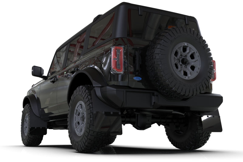 Rally Armor 21-22 Ford Bronco (Steel Bmpr + RB - NO Rptr/Sprt) Blk Mud Flap w/Met. Blk Logo