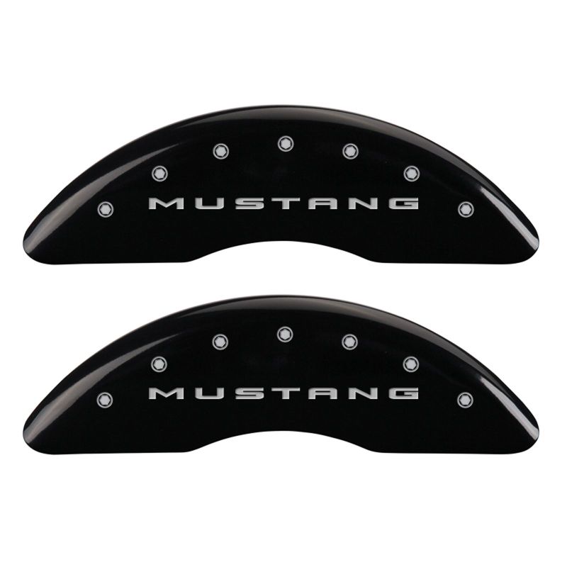 Tapas de pinza MGP 4 Delanteras grabadas 2015/Mustang Traseras grabadas 2015/37 Acabado negro plata ch