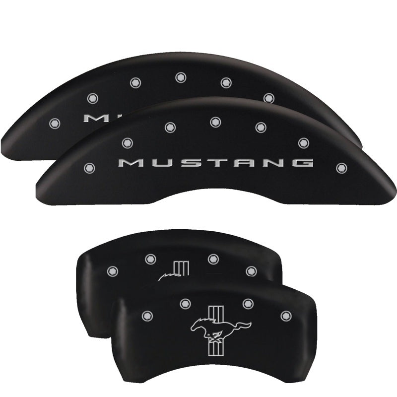 Cubiertas de pinza MGP 4 grabadas delanteras 2015/Mustang grabadas traseras 2015/Bar &amp; Pony Acabado en negro slvr ch