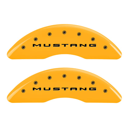 MGP 4 Caliper Covers Engraved Front 2015/Mustang Engraved Rear 2015/50 Yellow finish black ch