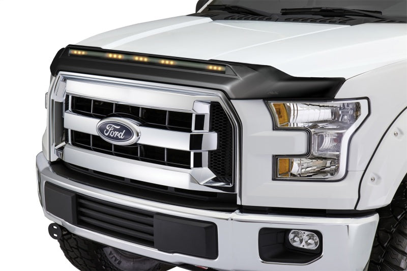 AVS 2015-2019 Ford F150 Aeroskin Low Profile Hood Shield w/ Lights - Black