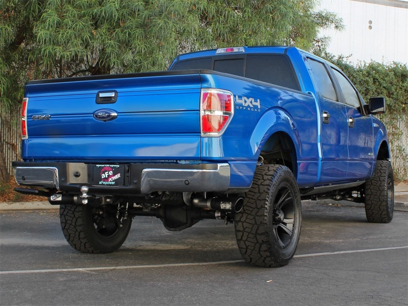 aFe MACHForce XP Exhaust 3in SS Dual Side Exit CB w/ Black Tips 11-14 Ford F150 EcoBoost V6-3.5L TT