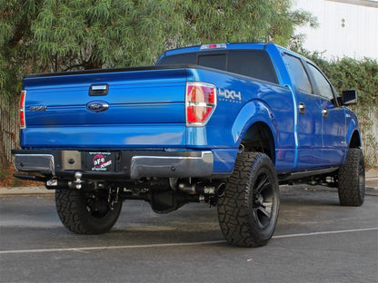 aFe MACHForce XP Exhaust 3in SS Dual Side Exit CB w/ Black Tips 11-14 Ford F150 EcoBoost V6-3.5L TT