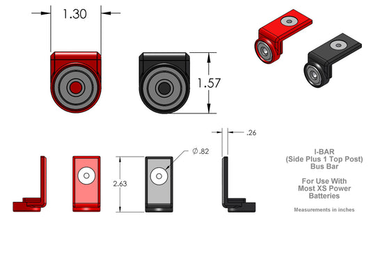 Adaptador de terminal lateral y superior I-BAR de baterías XS Power