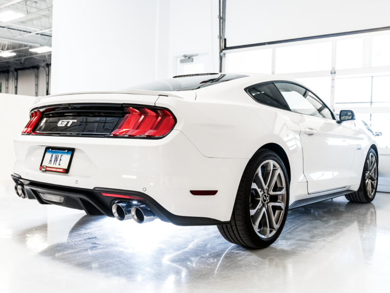 AWE Tuning 2018+ Ford Mustang GT (S550) Cat-back Exhaust - Track Edition (Quad Chrome Silver Tips)