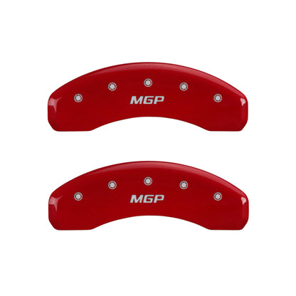 Cubiertas de pinza MGP 4 grabadas delanteras y traseras MGP Acabado rojo plateado ch