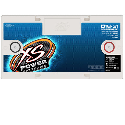 XS Power Batteries 16V AGM Batteries - 3/8" Stud Terminals Included 5000 Max Amps